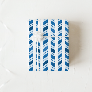 Candy Cane Chevron - Blue Wrapping Paper