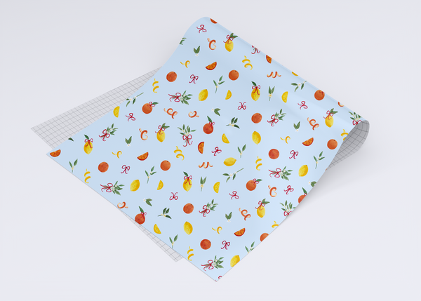 Merry Citrus - Blue Wrapping Paper