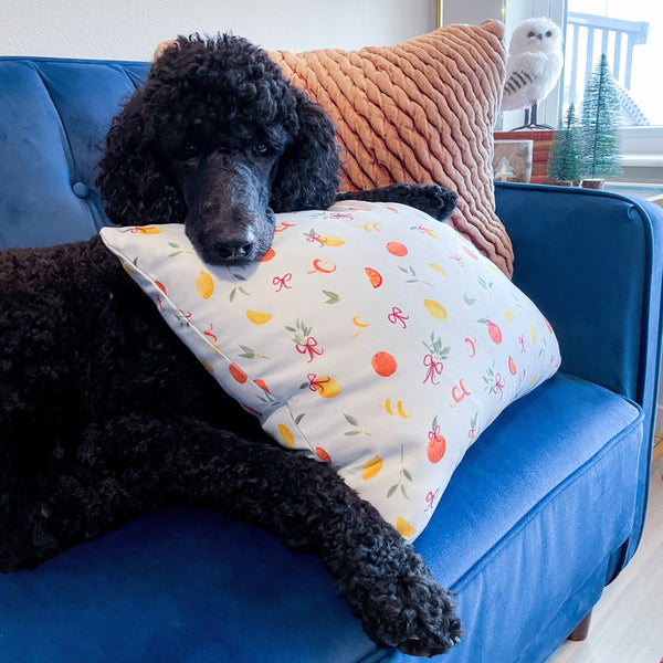 Merry Citrus - Blue Throw Pillow