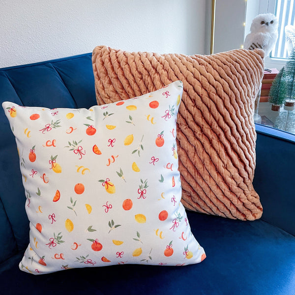Merry Citrus - Blue Throw Pillow